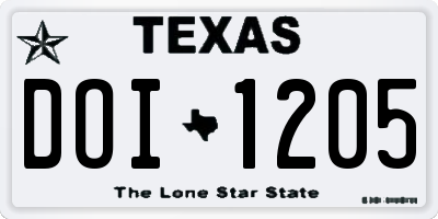 TX license plate DOI1205