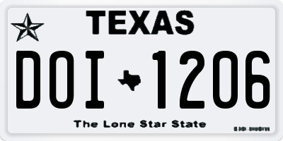 TX license plate DOI1206
