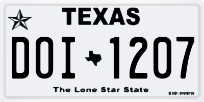 TX license plate DOI1207