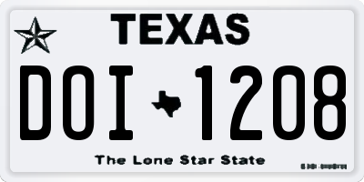 TX license plate DOI1208