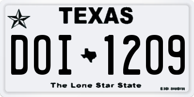 TX license plate DOI1209