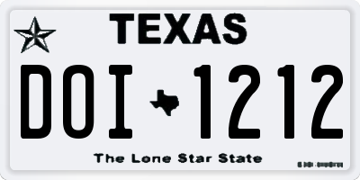 TX license plate DOI1212