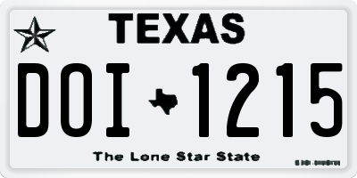 TX license plate DOI1215
