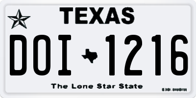 TX license plate DOI1216