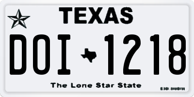 TX license plate DOI1218