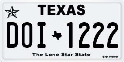 TX license plate DOI1222