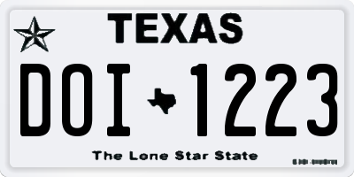 TX license plate DOI1223