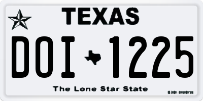 TX license plate DOI1225