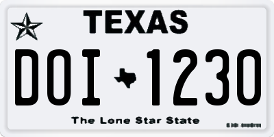 TX license plate DOI1230