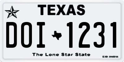 TX license plate DOI1231