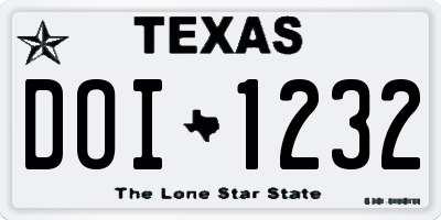 TX license plate DOI1232