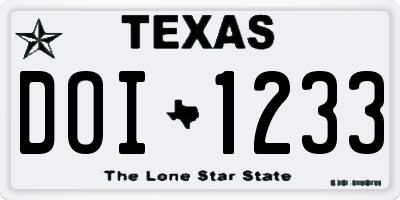 TX license plate DOI1233