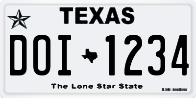 TX license plate DOI1234