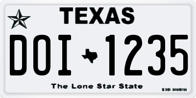 TX license plate DOI1235