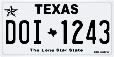 TX license plate DOI1243