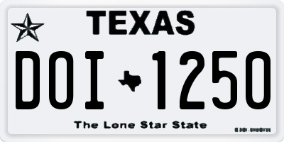 TX license plate DOI1250
