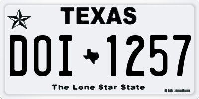 TX license plate DOI1257