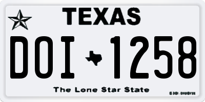 TX license plate DOI1258