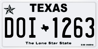 TX license plate DOI1263