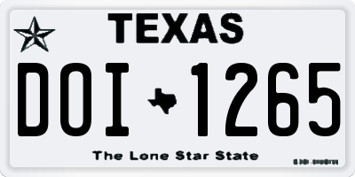 TX license plate DOI1265