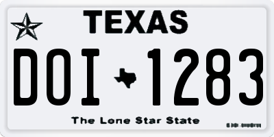 TX license plate DOI1283
