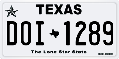TX license plate DOI1289