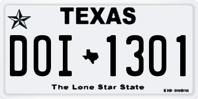 TX license plate DOI1301