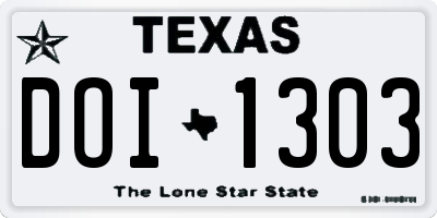 TX license plate DOI1303