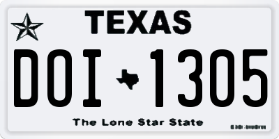 TX license plate DOI1305