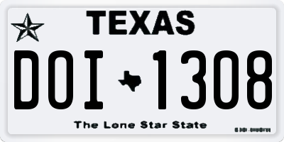 TX license plate DOI1308