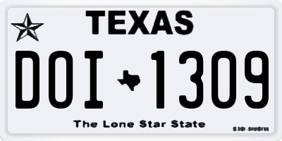 TX license plate DOI1309