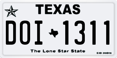 TX license plate DOI1311
