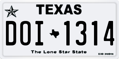 TX license plate DOI1314