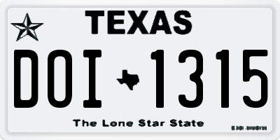 TX license plate DOI1315