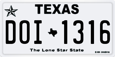 TX license plate DOI1316