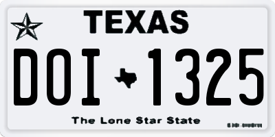 TX license plate DOI1325