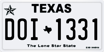 TX license plate DOI1331
