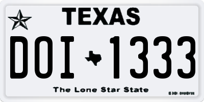 TX license plate DOI1333