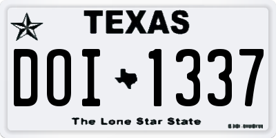 TX license plate DOI1337