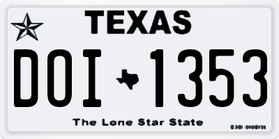 TX license plate DOI1353