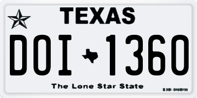TX license plate DOI1360