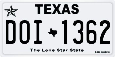 TX license plate DOI1362