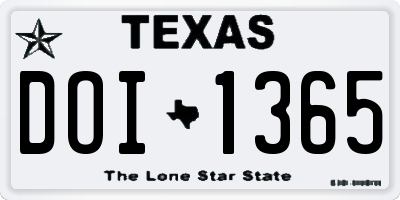 TX license plate DOI1365