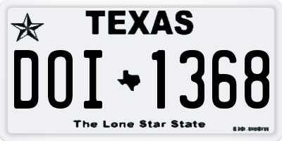 TX license plate DOI1368
