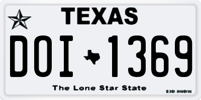 TX license plate DOI1369