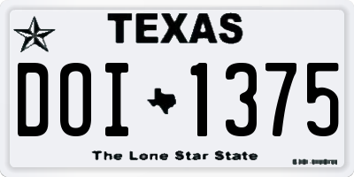 TX license plate DOI1375