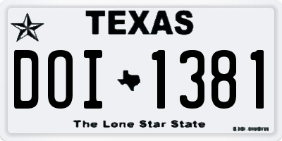 TX license plate DOI1381