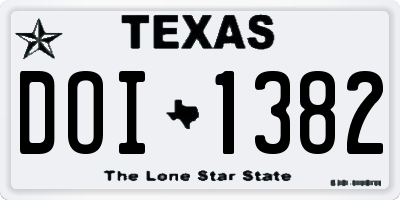 TX license plate DOI1382