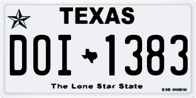 TX license plate DOI1383