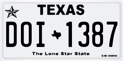TX license plate DOI1387